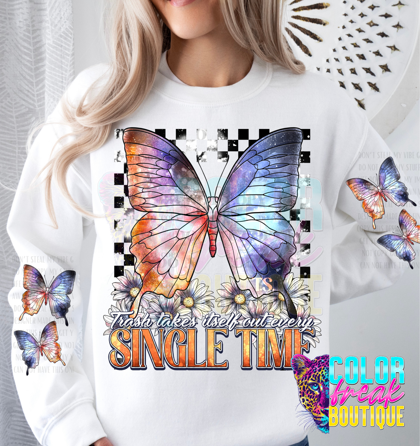 Trash Takes Itself Out Sweatshirt - Black Checker