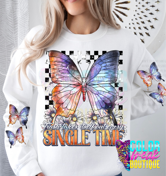 Trash Takes Itself Out Sweatshirt - Black Checker