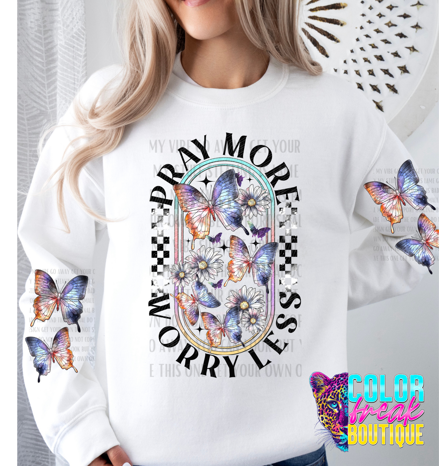 Pray More Worry Less Butterflies Sweatshirt